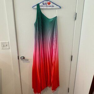 Delfi Collective One-Shoulder Pleated Ombre Dress